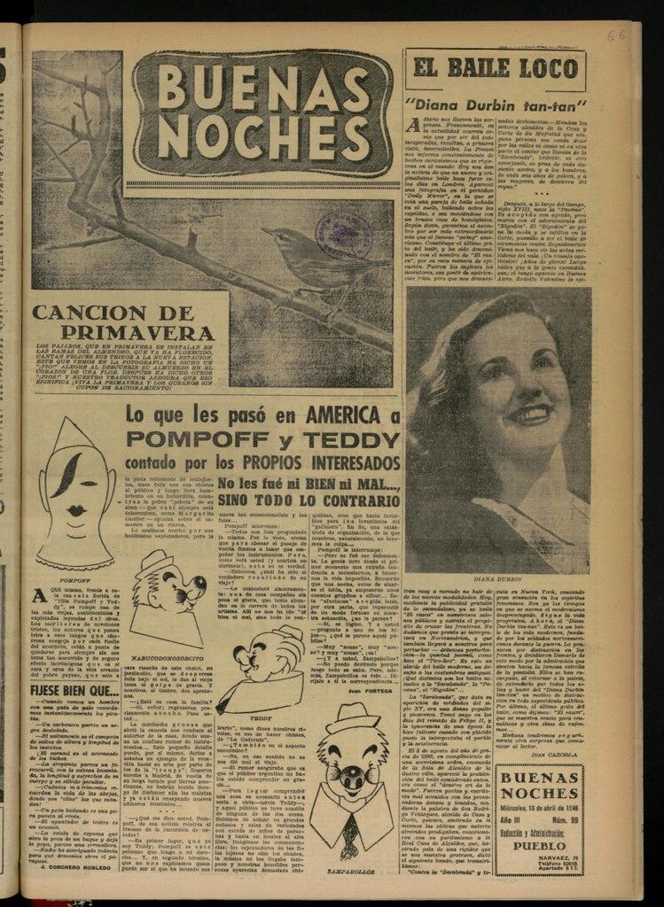 Miniatura de Buenas Noches del 10 de abril de 1946, nº 99