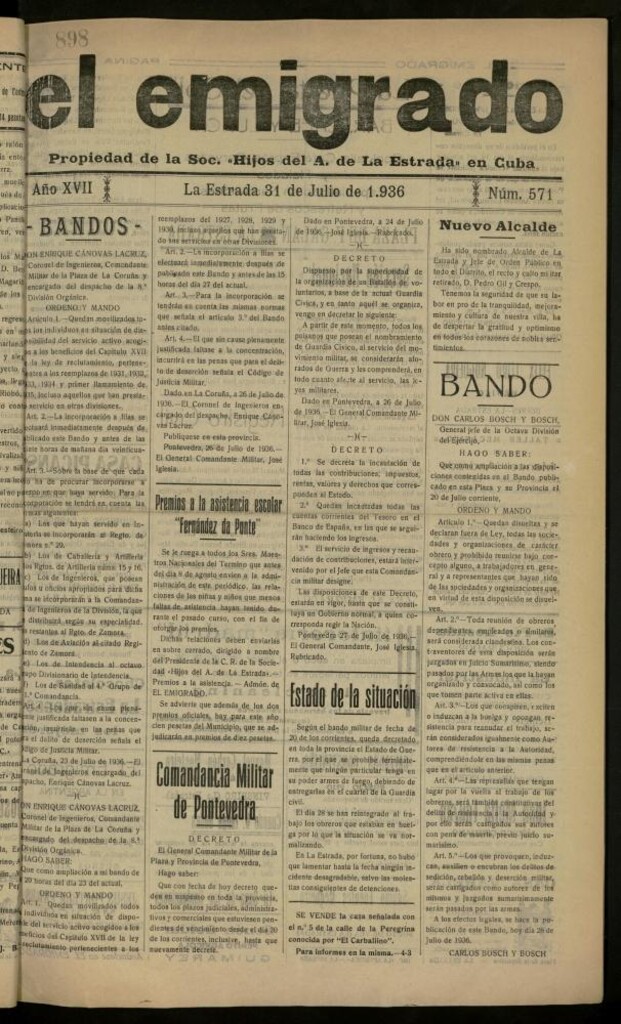 Miniatura de El Emigrado del 31 de julio de 1936, nº 571