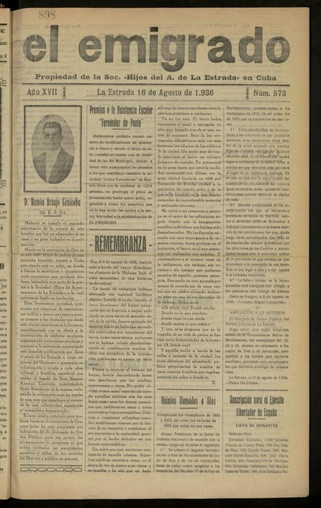 Miniatura de El Emigrado del 16 de agosto de 1936, nº 573