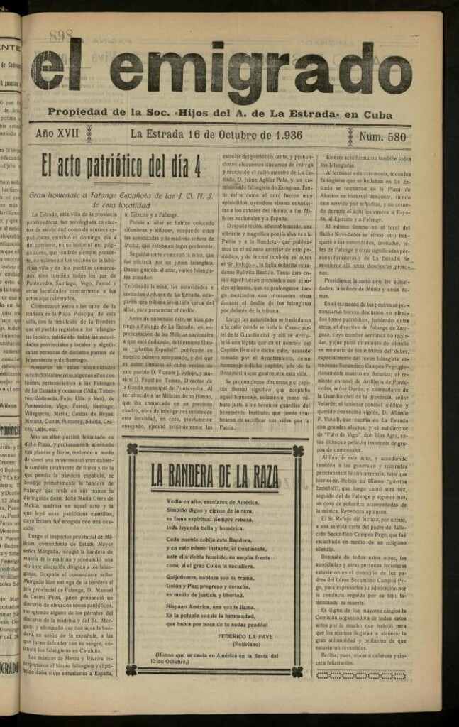 Miniatura de El Emigrado del 16 de octubre de 1936, nº 580