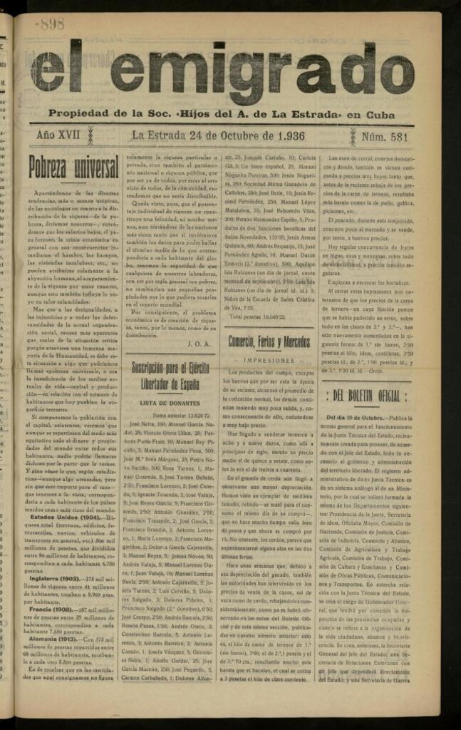 Miniatura de El Emigrado del 24 de octubre de 1936, nº 581
