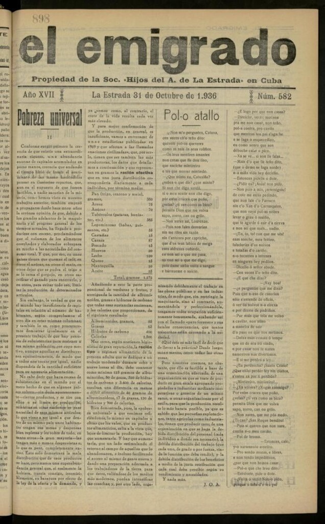 Miniatura de El Emigrado del 31 de octubre de 1936, nº 582