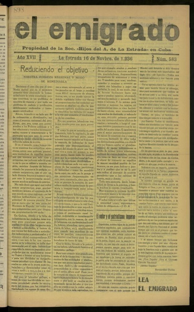 Miniatura de El Emigrado del 16 de noviembre de 1936, nº 583