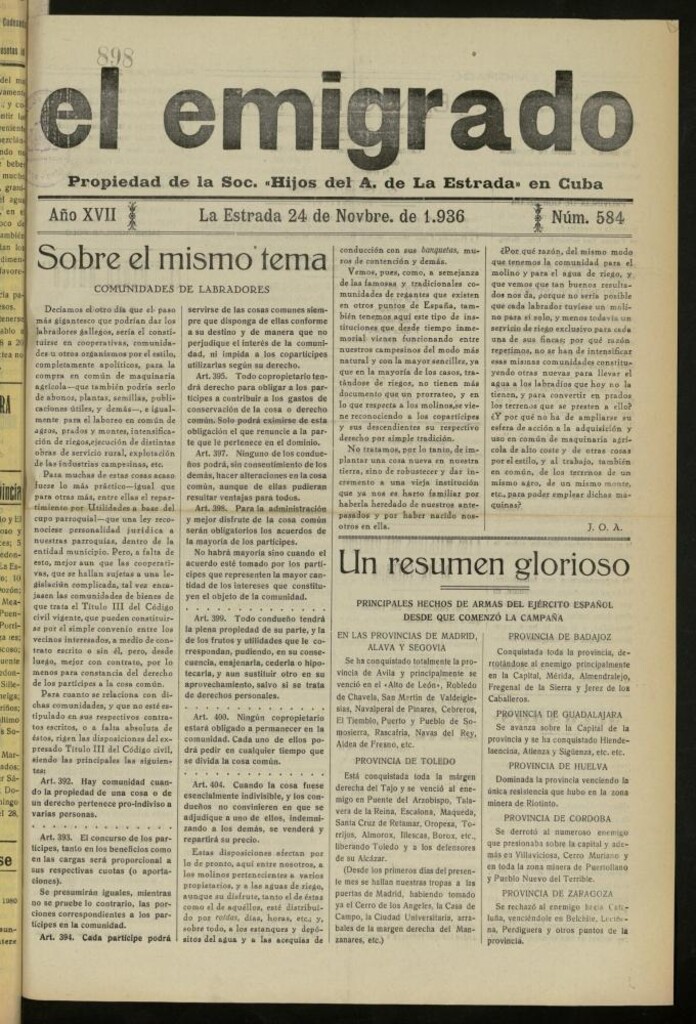Miniatura de El Emigrado del 24 de noviembre de 1936, nº 584