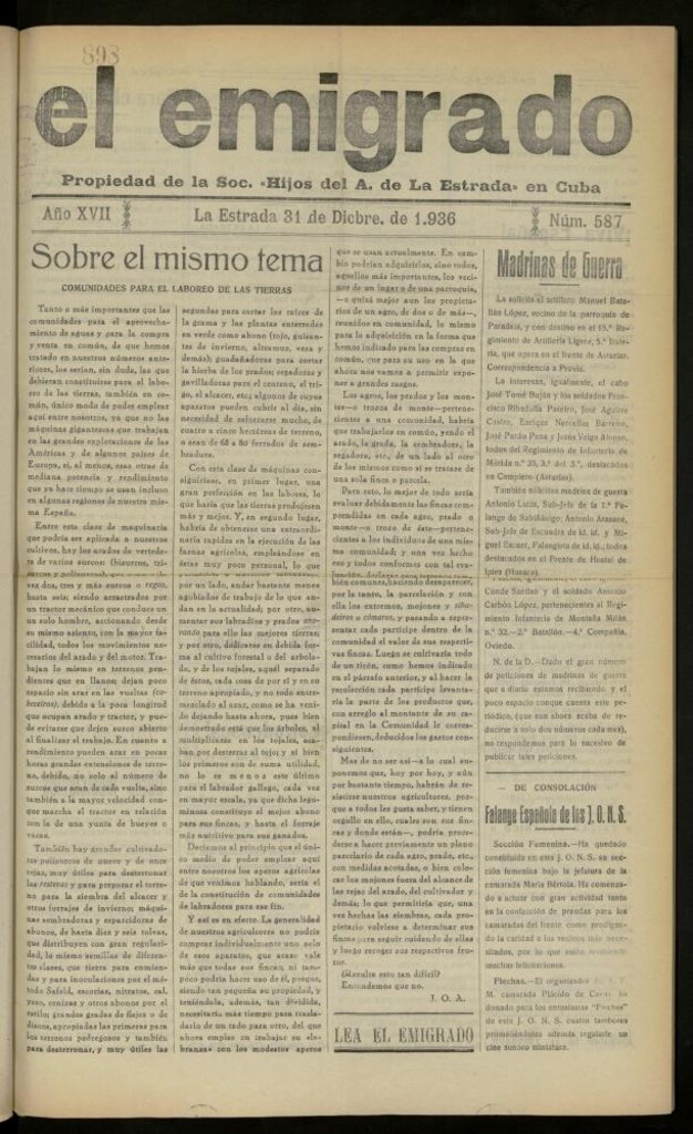 Miniatura de El Emigrado del 31 de diciembre de 1936, nº 587