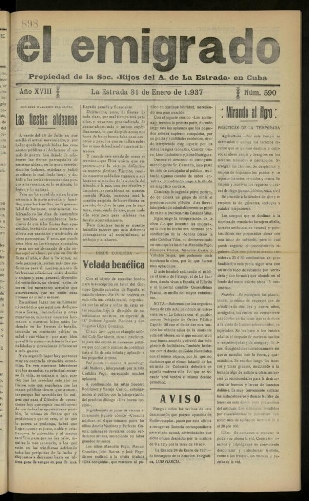 Miniatura de El Emigrado del 31 de enero de 1937, nº 590