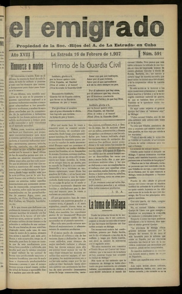 Miniatura de El Emigrado del 16 de febrero de 1937, nº 591