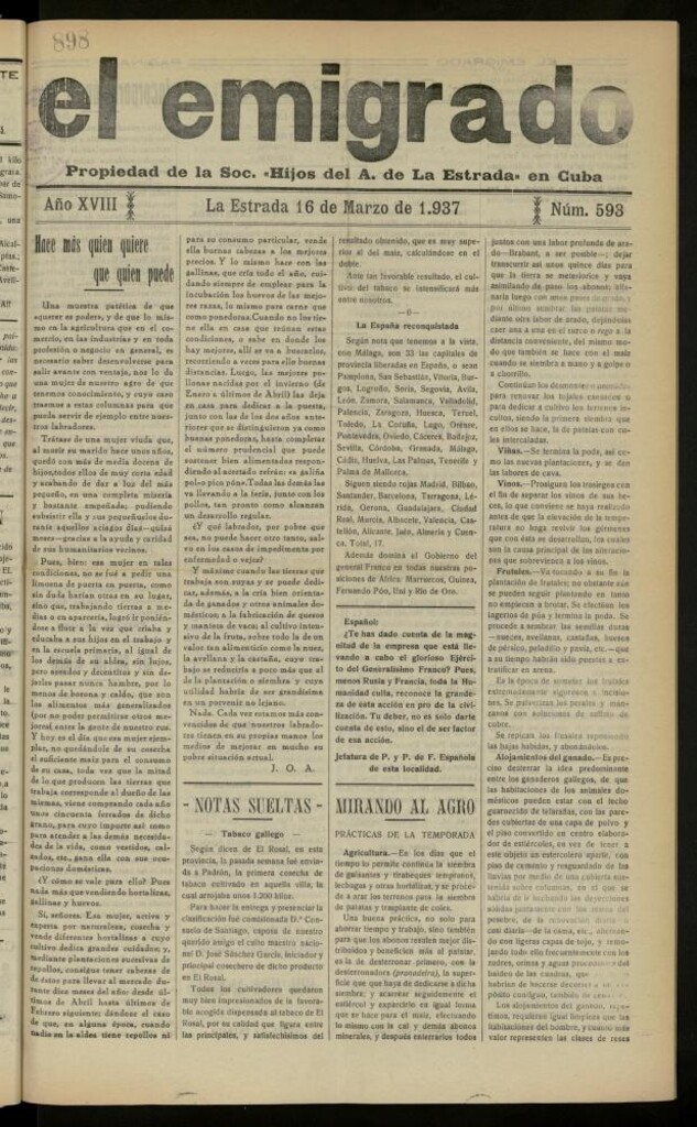 Miniatura de El Emigrado del 16 de marzo de 1937, nº 593