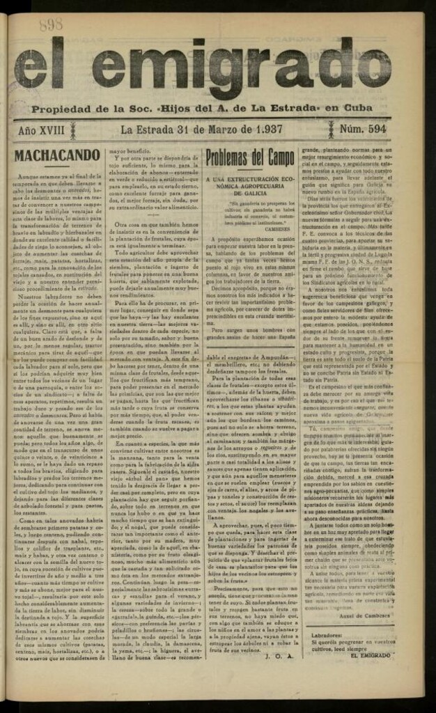 Miniatura de El Emigrado del 31 de marzo de 1937, nº 594