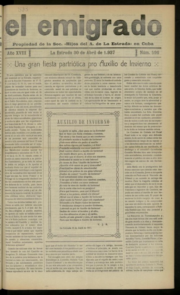 Miniatura de El Emigrado del 30 de abril de 1937, nº 596
