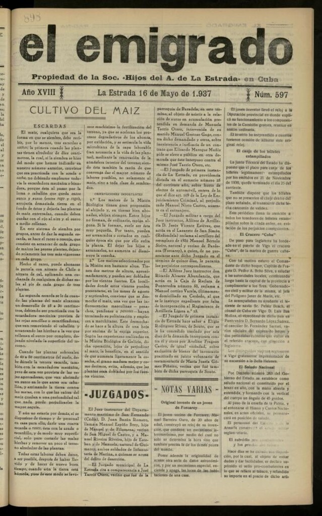 Miniatura de El Emigrado del 16 de mayo de 1937, nº 597