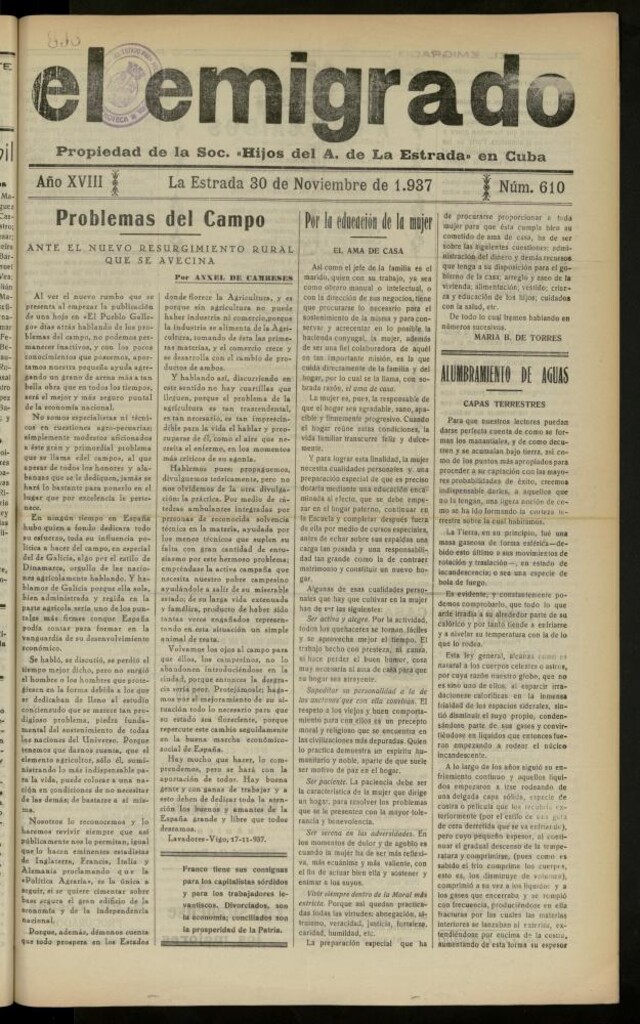 Miniatura de El Emigrado del 30 de noviembre de 1937, nº 610