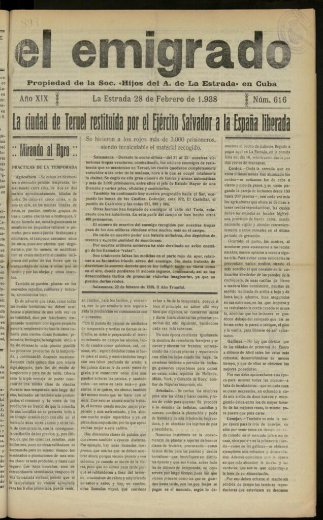 Miniatura de El Emigrado del 28 de febrero de 1938, nº 616