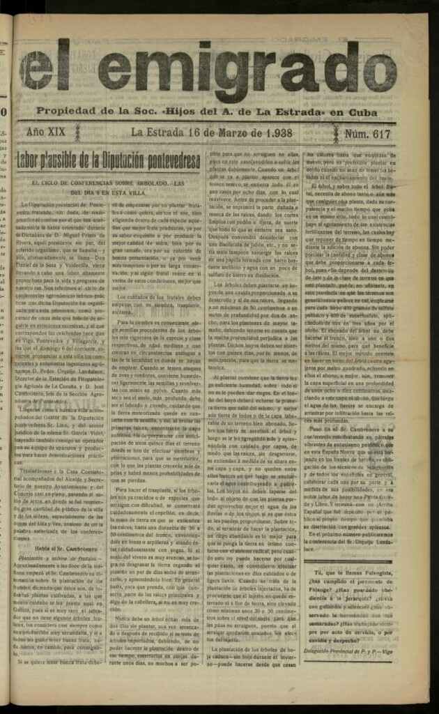 Miniatura de El Emigrado del 16 de marzo de 1938, nº 617