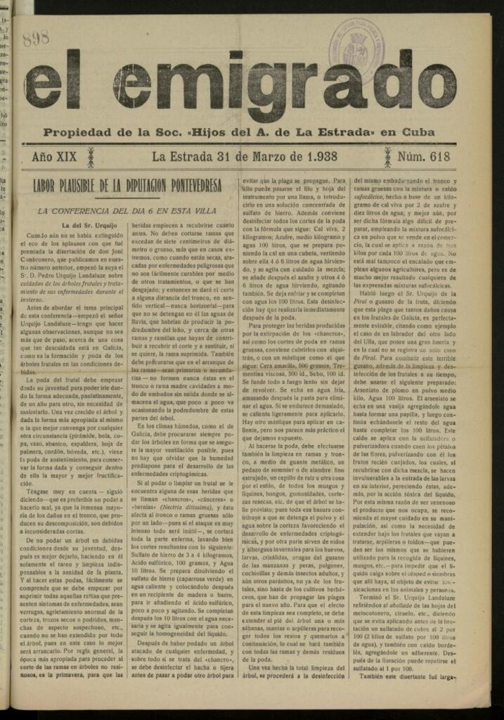 Miniatura de El Emigrado del 31 de marzo de 1938, nº 618