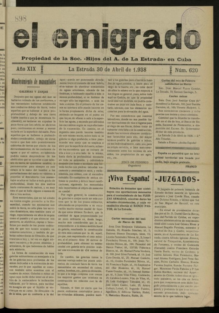 Miniatura de El Emigrado del 30 de abril de 1938, nº 620