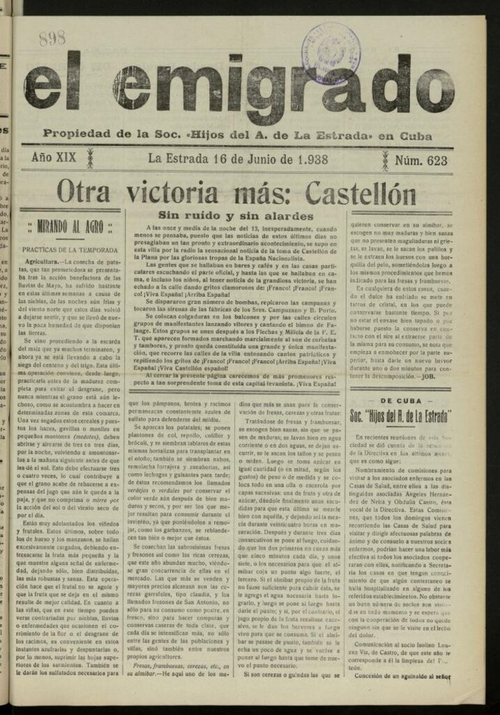 Miniatura de El Emigrado del 16 de junio de 1938, nº 623
