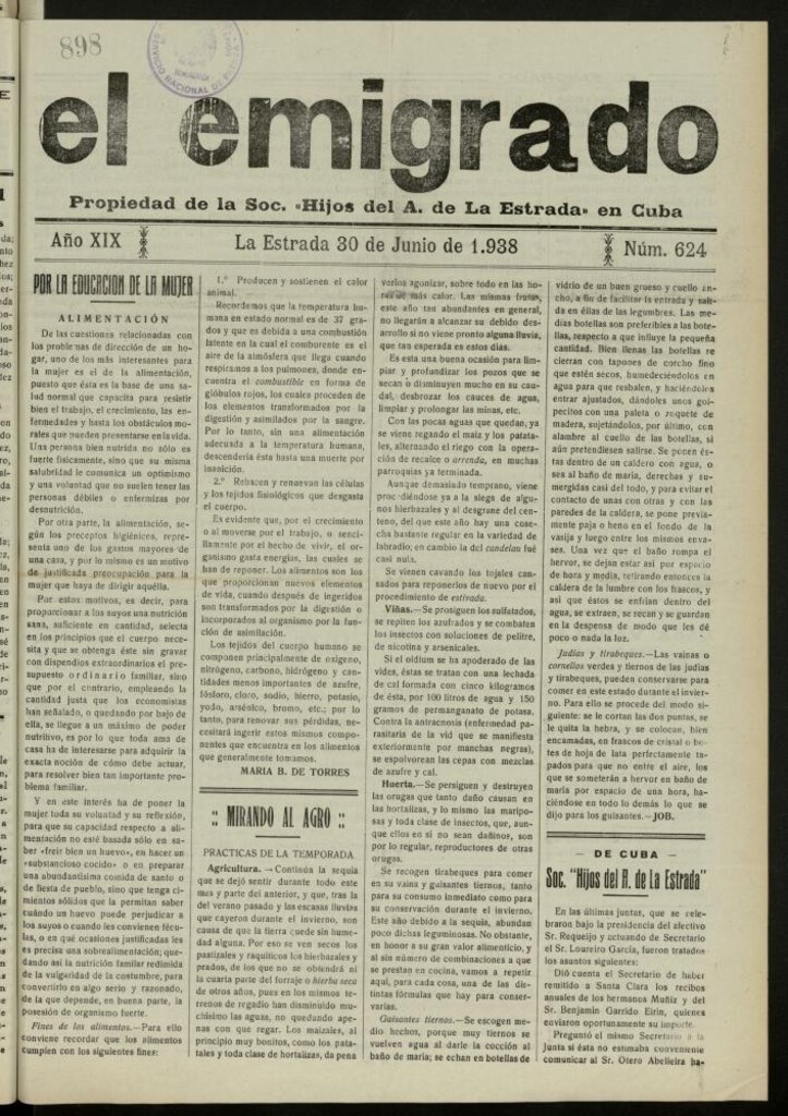 Miniatura de El Emigrado del 30 de junio de 1938, nº 624