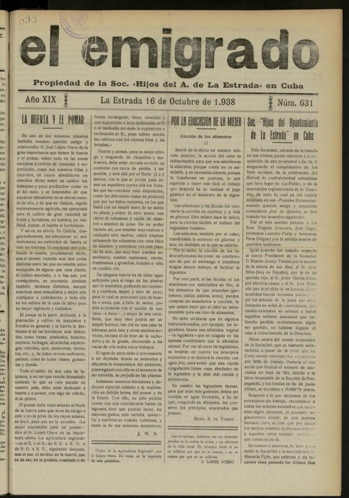 Miniatura de El Emigrado del 16 de octubre de 1938, nº 631