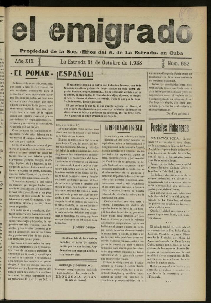 Miniatura de El Emigrado del 31 de octubre de 1938, nº 632