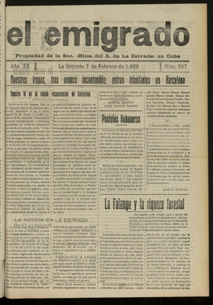 Miniatura de El Emigrado del 7 de febrero de 1939, nº 637