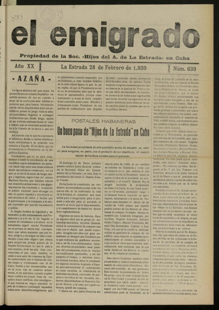 Miniatura de El Emigrado del 28 de febrero de 1939, nº 639