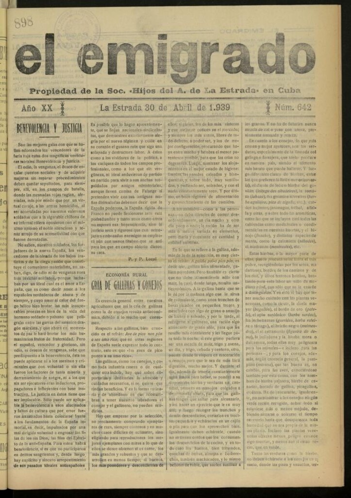 Miniatura de El Emigrado del 30 de abril de 1939, nº 642
