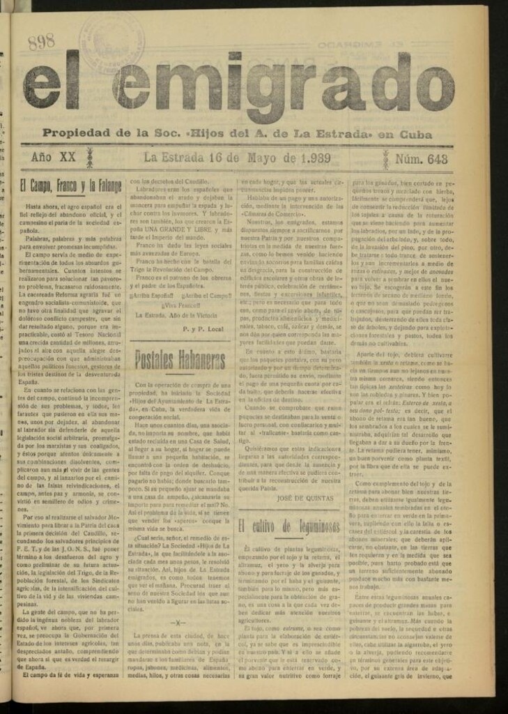 Miniatura de El Emigrado del 16 de mayo de 1939, nº 643