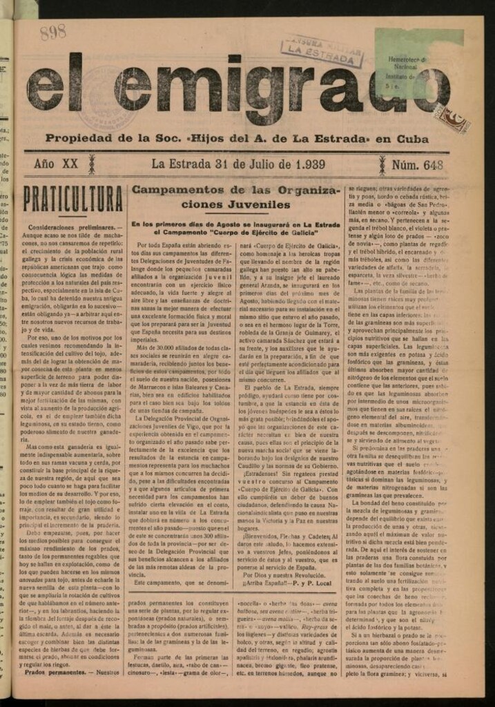 Miniatura de El Emigrado del 31 de julio de 1939, nº 648