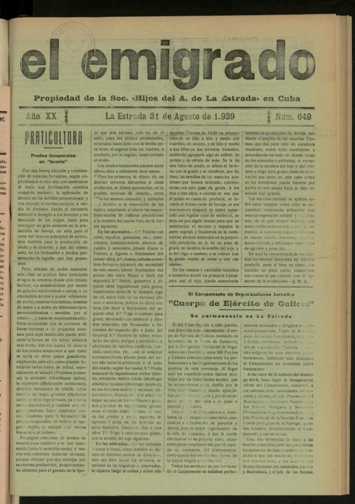 Miniatura de El Emigrado del 31 de agosto de 1939, nº 649
