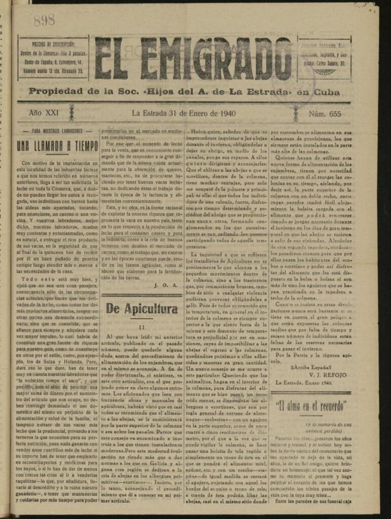 Miniatura de El Emigrado del 31 de enero de 1940, nº 655
