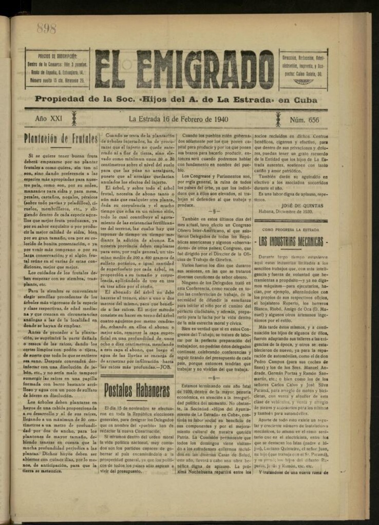 Miniatura de El Emigrado del 16 de febrero de 1940, nº 656
