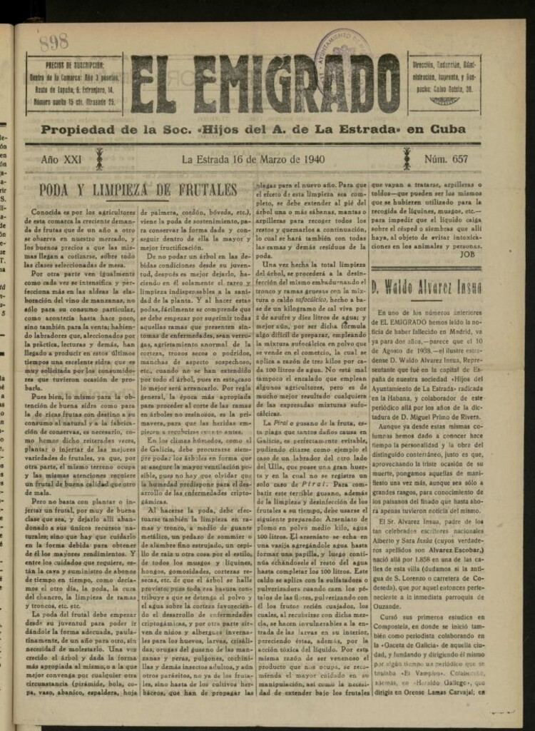 Miniatura de El Emigrado del 16 de marzo de 1940, nº 657