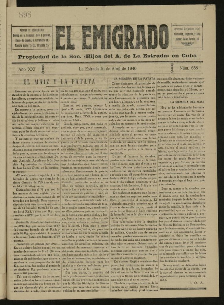 Miniatura de El Emigrado del 16 de abril de 1940, nº 658