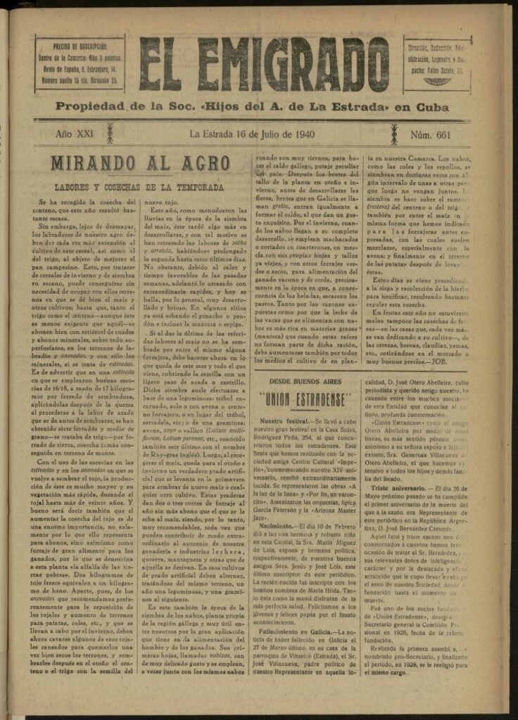 Miniatura de El Emigrado del 16 de julio de 1940, nº 661