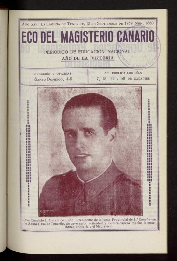 Miniatura de Eco del Magisterio Canario: periódico de instrucción pública del 15 de septiembre de 1939, nº 1880