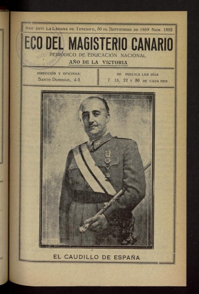 Miniatura de Eco del Magisterio Canario: periódico de instrucción pública del 30 de septiembre de 1939, nº 1882