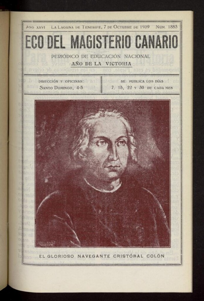 Miniatura de Eco del Magisterio Canario: periódico de instrucción pública del 7 de octubre de 1939, nº 1883