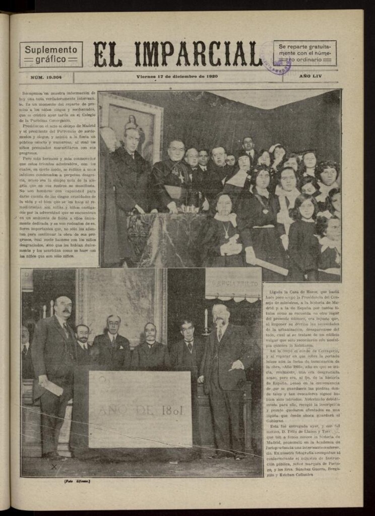 Miniatura de El Imparcial : suplemento gráfico del 17 de diciembre de 1920, nº 19304