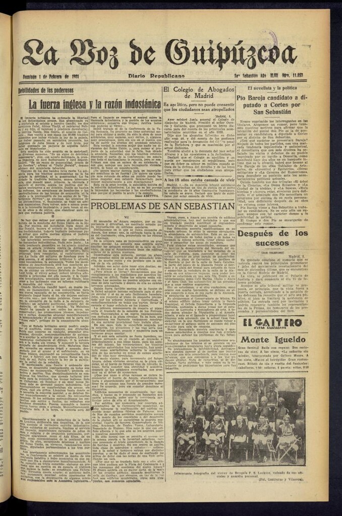 Miniatura de La Voz de Guipúzcoa: diario republicano
