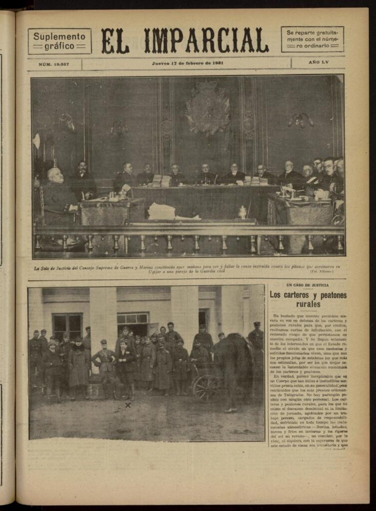 Miniatura de El Imparcial : suplemento gráfico del 17 de febrero de 1921, nº 19357