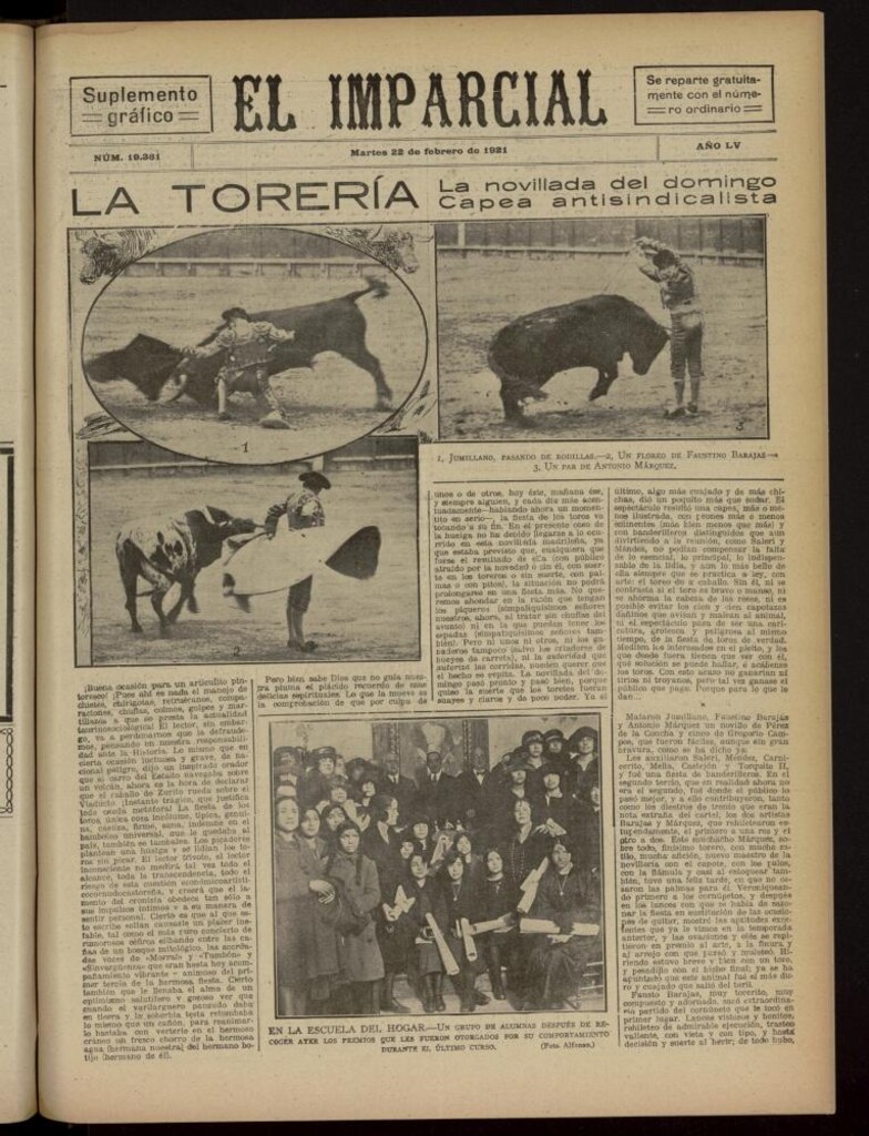 Miniatura de El Imparcial : suplemento gráfico del 22 de febrero de 1921, nº 19361