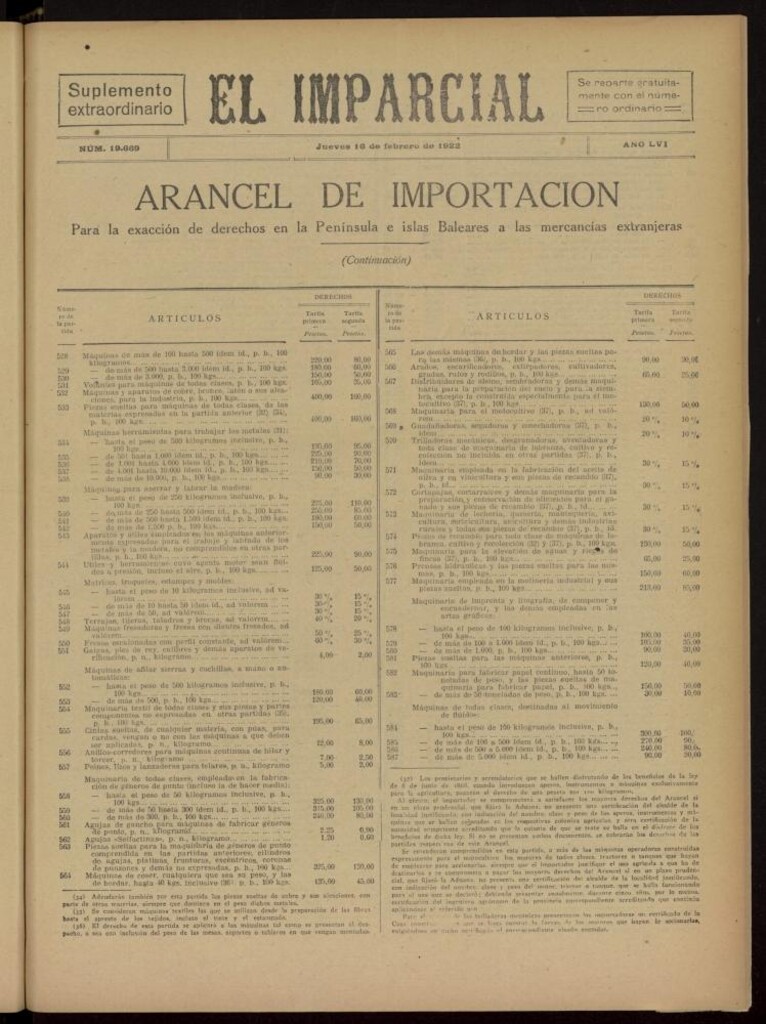 Miniatura de El Imparcial : suplemento extraordinario del 16 de febrero de 1922, nº 19669