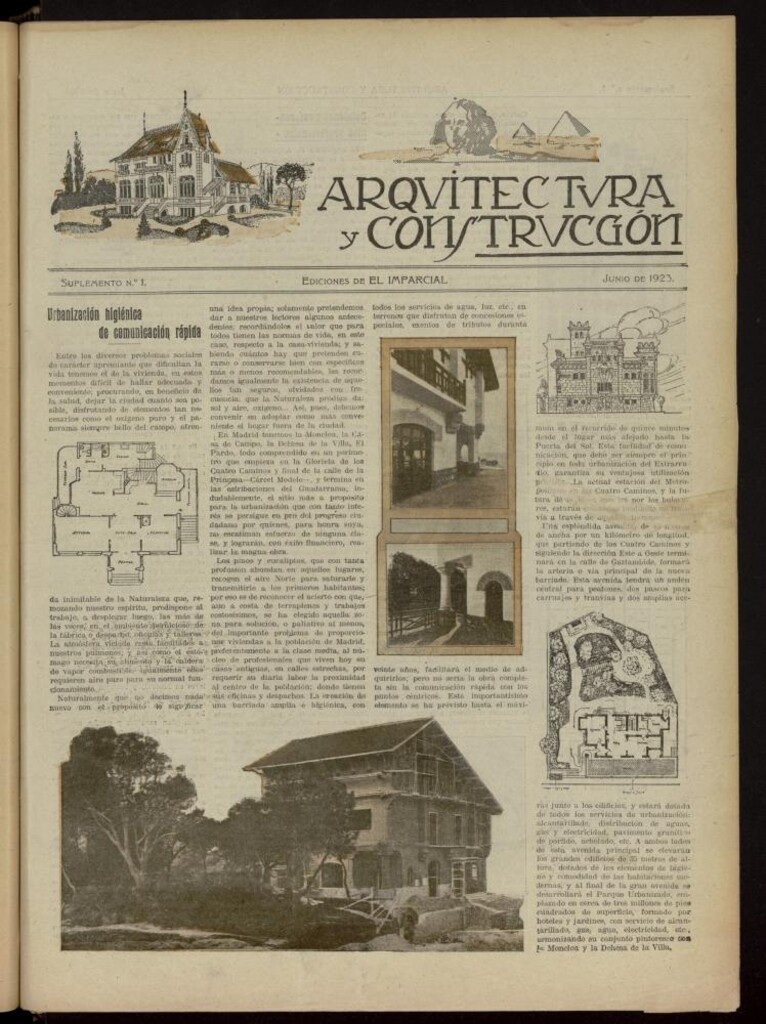 Miniatura de El Imparcial : suplemento gráfico Arquitectura y Construcción de junio de 1923, nº 1