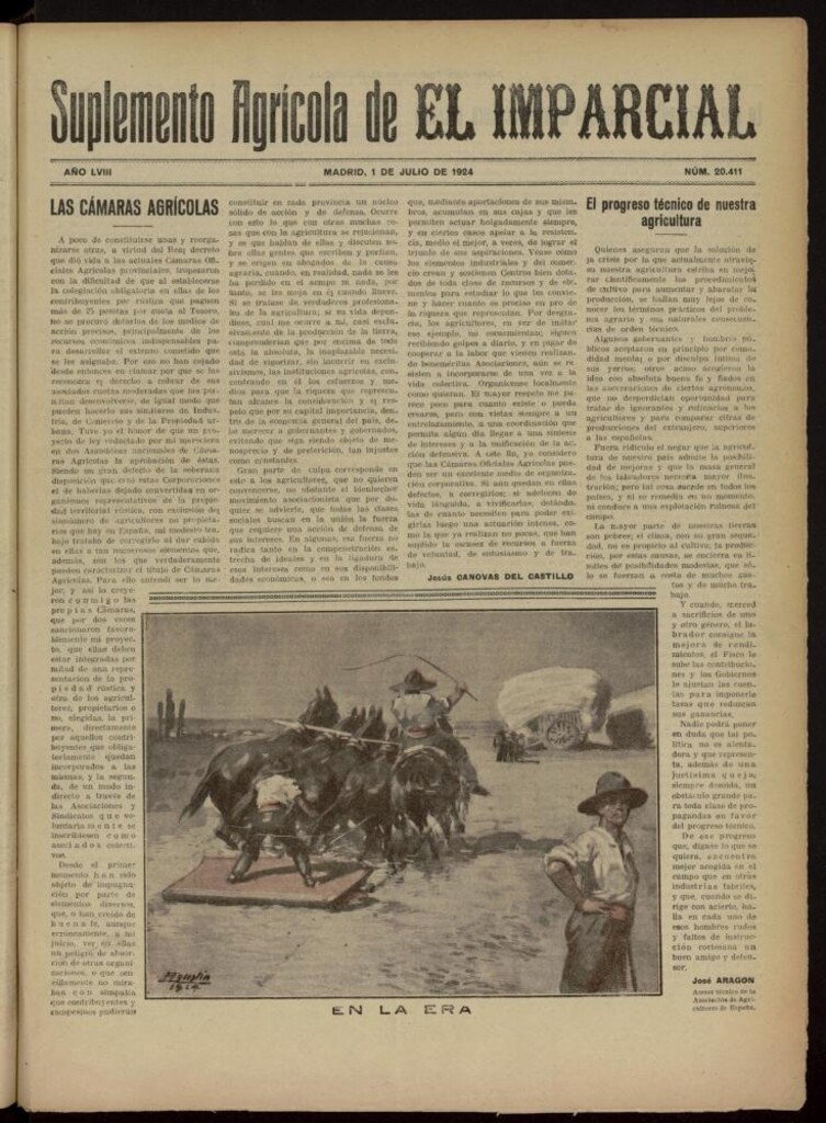 Miniatura de El Imparcial : suplemento agrícola del 1 de julio de 1924, nº 20411