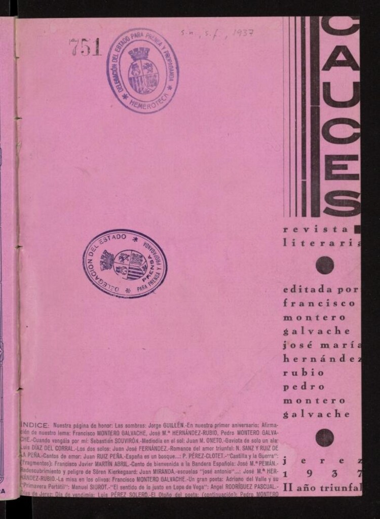 Miniatura de Cauces : revista literaria de septiembre de 1937, nº 15