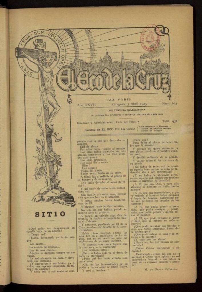 Miniatura de El Eco de la Cruz del 3 de abril de 1925, nº 623