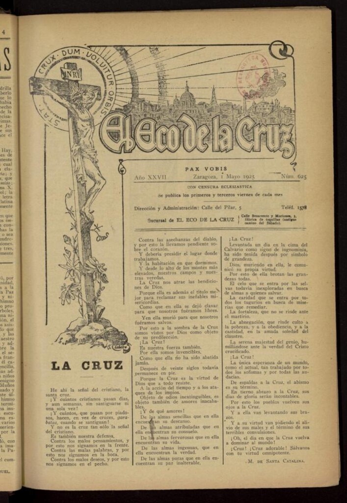 Miniatura de El Eco de la Cruz del 1 de mayo de 1925, nº 625