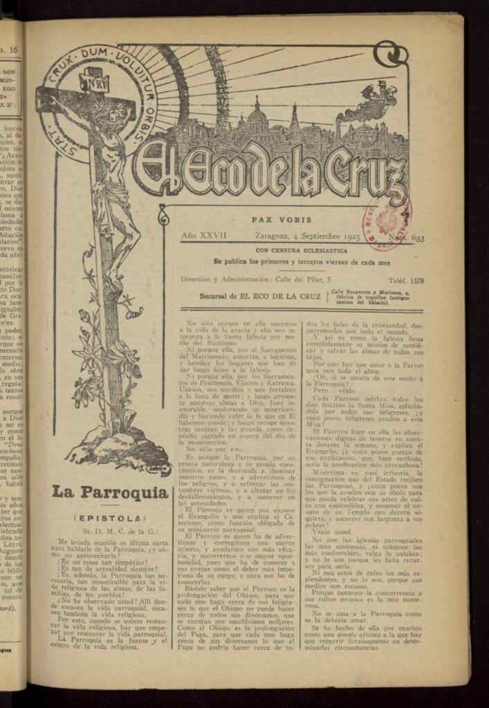 Miniatura de El Eco de la Cruz del 4 de septiembre de 1925, nº 633