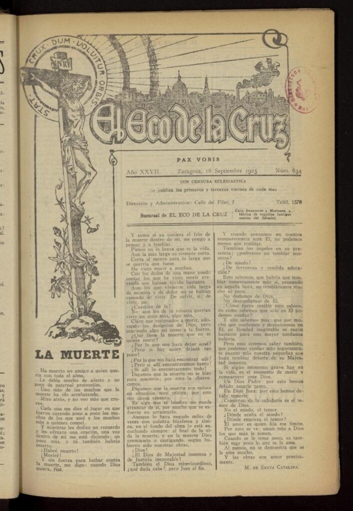 Miniatura de El Eco de la Cruz del 18 de septiembre de 1925, nº 634